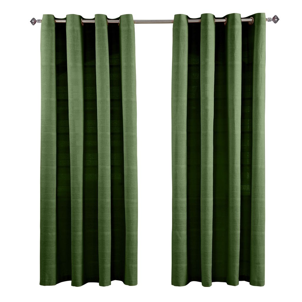 HOMESCAPES Rajput Gardinen 2er Set aus Baumwolle, 167 x 228 cm, dunkles Oliv