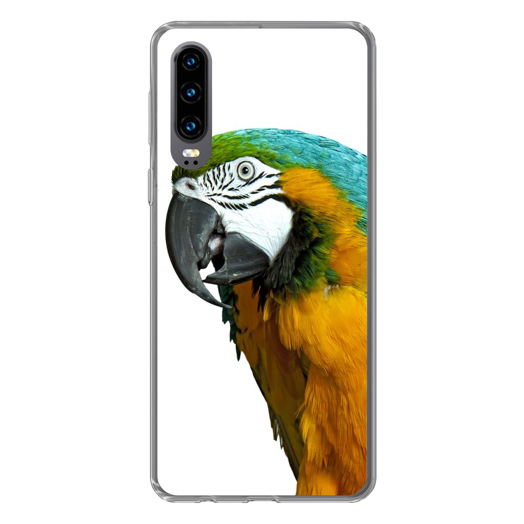 MuchoWow Handyhülle Schutzhülle Hülle für Huawei P30 Papagei - Vogel - Federn - Porträt Silikon Softcase Handy Hülle - Kartenbesitzer