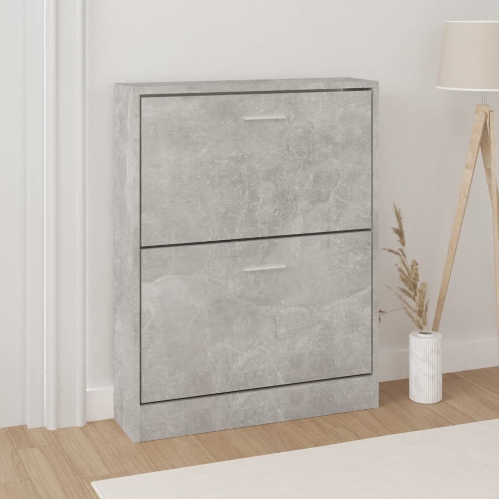 vidaXL Schuhschrank Betongrau 59x17x81 cm Holzwerkstoff - Schuhregal - Schuhregale - Schuhaufbewahrung - Schuhschrank