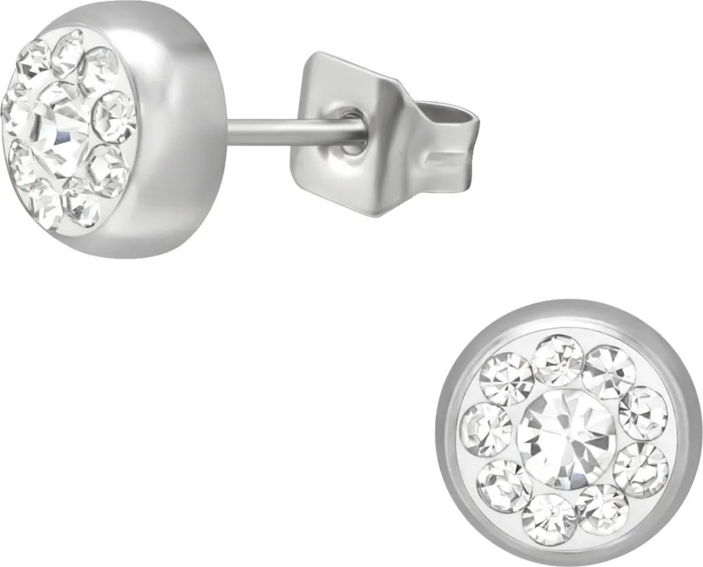 Orecchini 5mm Acciaio Chirurgico e Cristallo - Idea Regalo Ipoallergenica