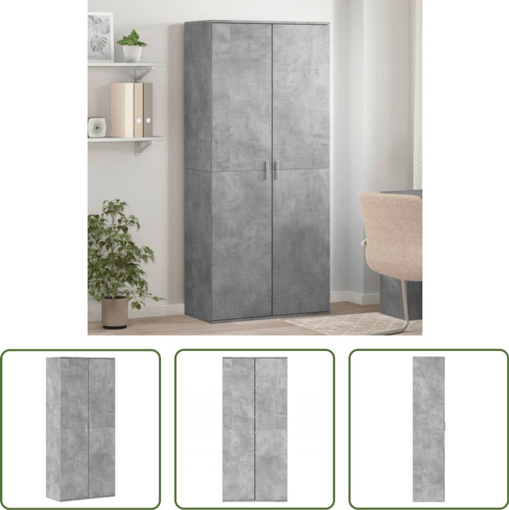 The Living Store Schuhschrank Betongrau 80x39x178 cm Holzwerkstoff