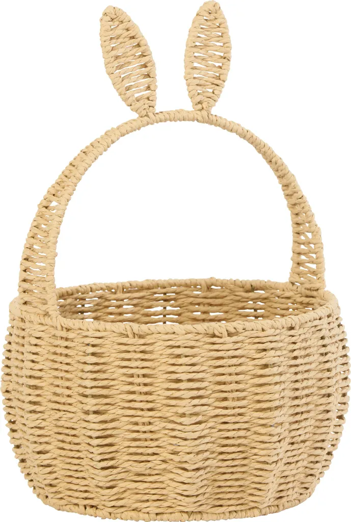 Corbeille Lapin J-Line - Design en Papier Tressé et Métal Noir Durable
