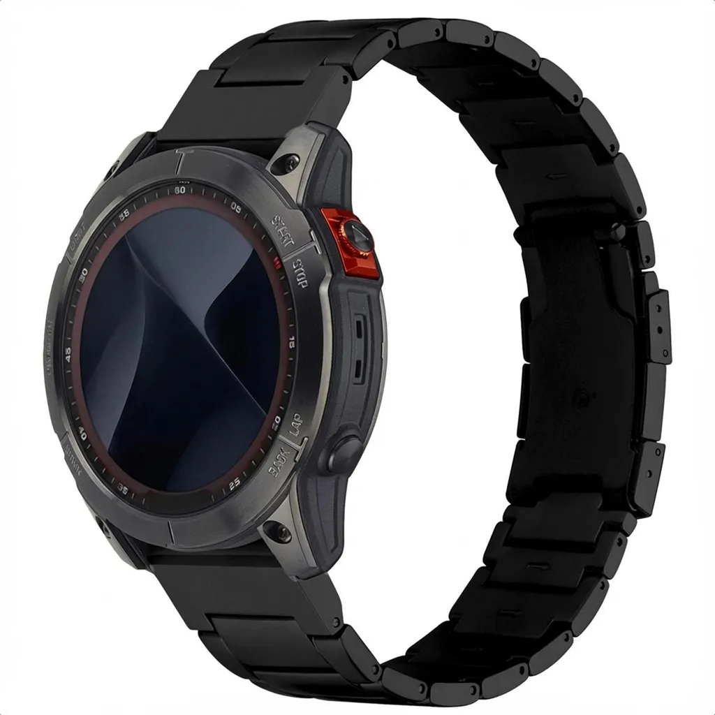 Cinturino Accezz Mat Titanium - Connettore Garmin 26 mm - Nero