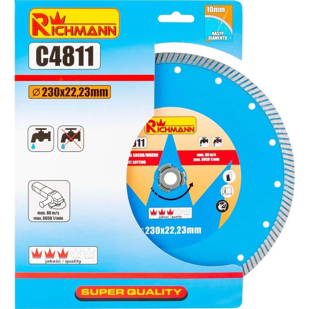 Disque Diamant Turbo 230mm Richmann pour Béton - Coupe à Eau/Sec - 4