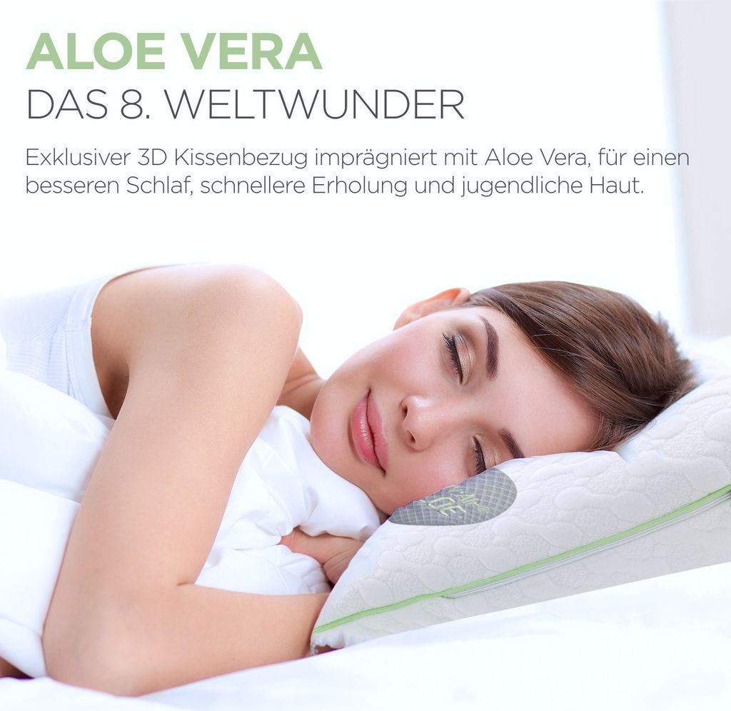 Cuscino 40x80 Vitapur Cube, Memory Foam Ibrido Con Aloe Vera, Regolabile E Traspirante Per Un Sonno Profondo