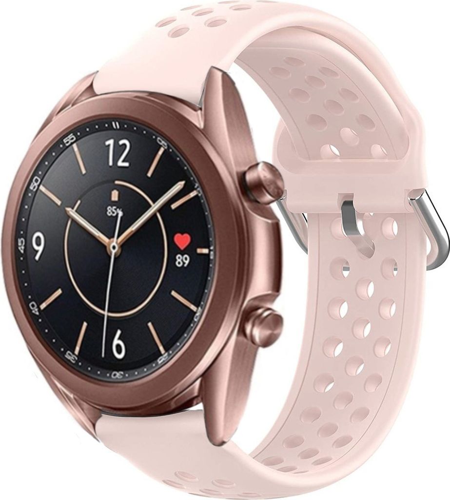 Strap-it Samsung Galaxy Watch 3 - 41mm Silikonarmband mit Löchern (Rosa)