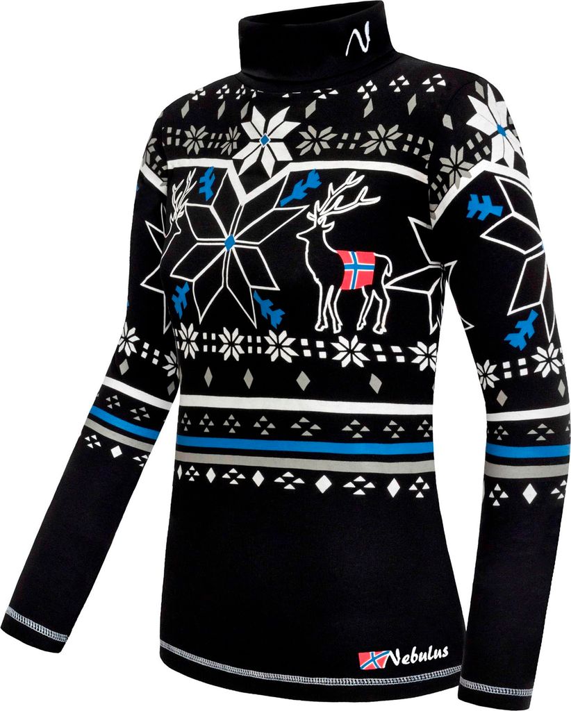 Nebulus Rolli Norweger-Style, Pulli COASTER Damen, Rollkragen , langarm , P6195 - Damen, schwarz-weiß, L/40