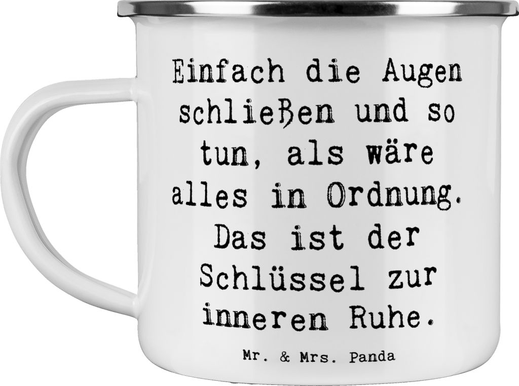 Mr. & Mrs. Panda Teetasse Spruch Innere Ruhe - Weiß - Geschenk, Emaille Becher, Pott, Tasse, Gelassenheit, Erholung, positive Einstellung, Augen s...