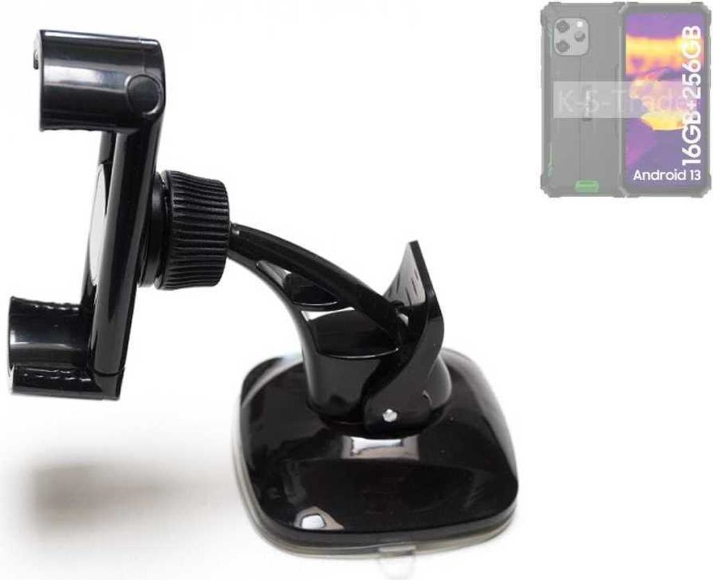 K-S-Trade kompakte Handy-Halterung Windschutzscheibe kompatibel mit Blackview BV8900 Pro Armaturenbrett schwarz Autohalterung KFZ Halter