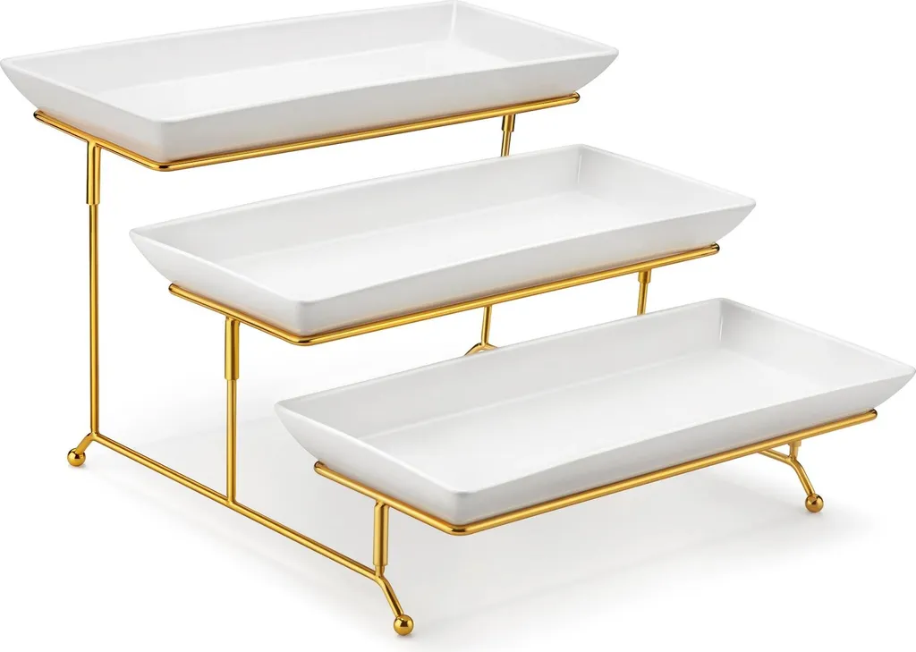 Alzatina in Ceramica Oro Bianco per Catering e Feste - 12 Pollici