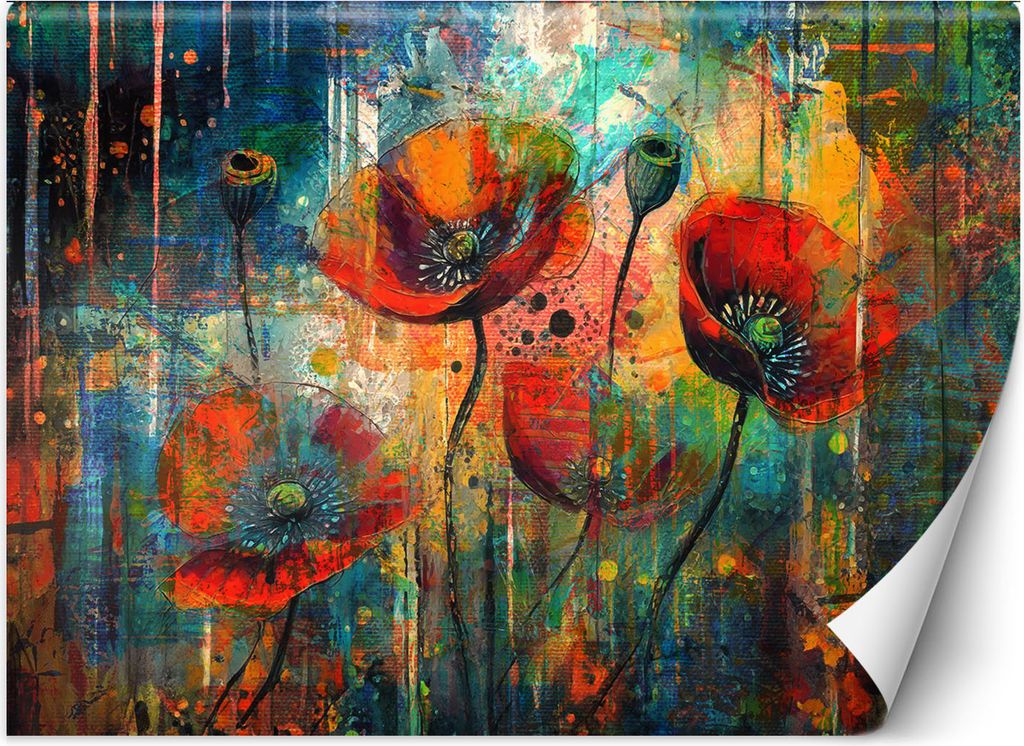Vlies fototapete Abstrakte Blumen Mohnblumen 350x245 cm Feeby Lila inkl. Kleber einfache Montage