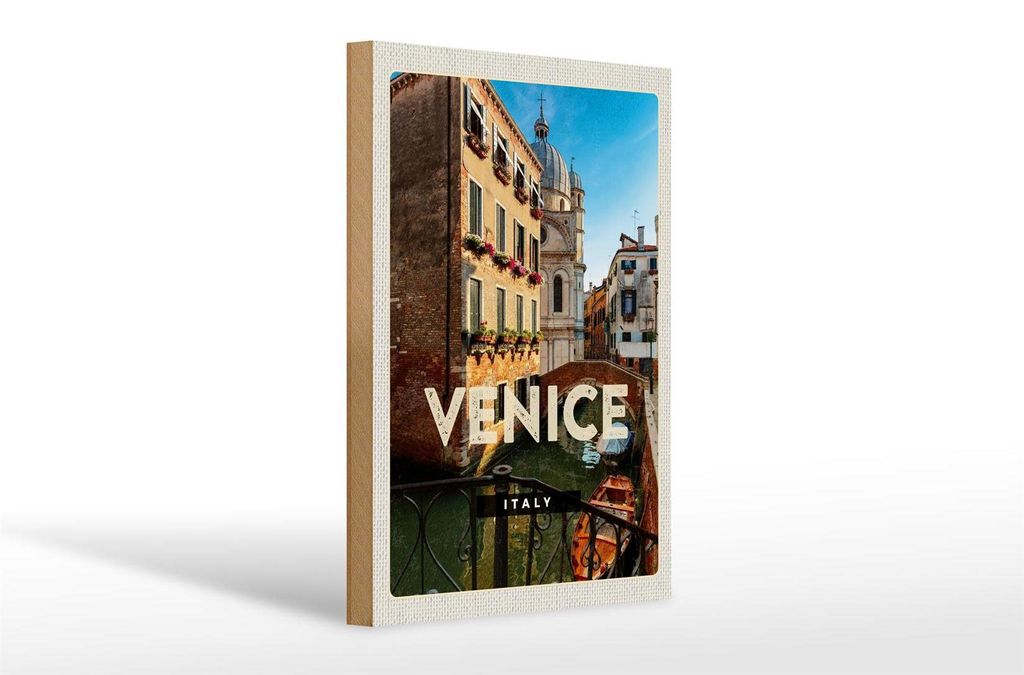 Holzschild Reise 20x30cm Venice Italy Architektur Geschenk