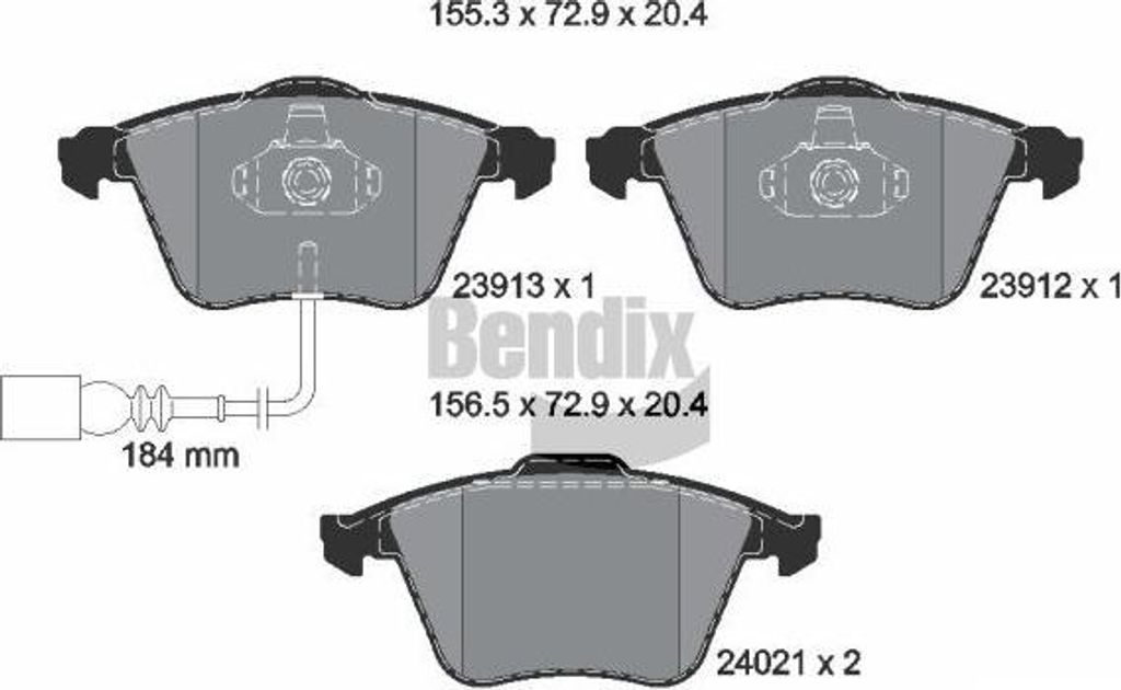 BENDIX Braking BPD1537 Bremsbelagsatz, Scheibenbremse OE 8J0698151A kompatibel mit A3 8P, TT, Leon, Golf VI, Scirocco