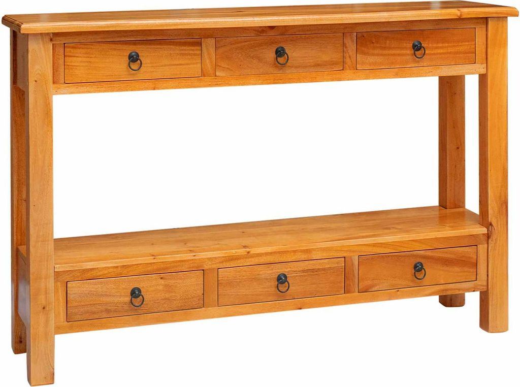 Konsolentisch Natur 115 x 32 x 76 cm Massives Mahagoni Holz