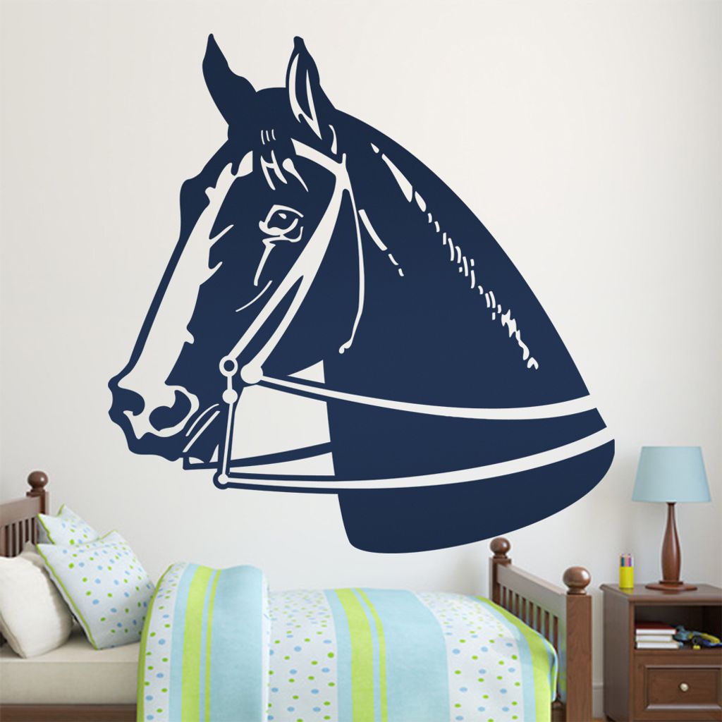 KIWISTAR Pferd mit Geschirr Wandtattoo in 6 Größen - Wandaufkleber Wall Sticker - Dekoration, Küche, Wohnzimmer, Schlafzimmer, Badezimmer