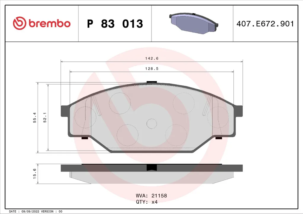 Brembo P 83 013 Plaquettes de Frein Sans Bruit pour Hilux et Taro OE
