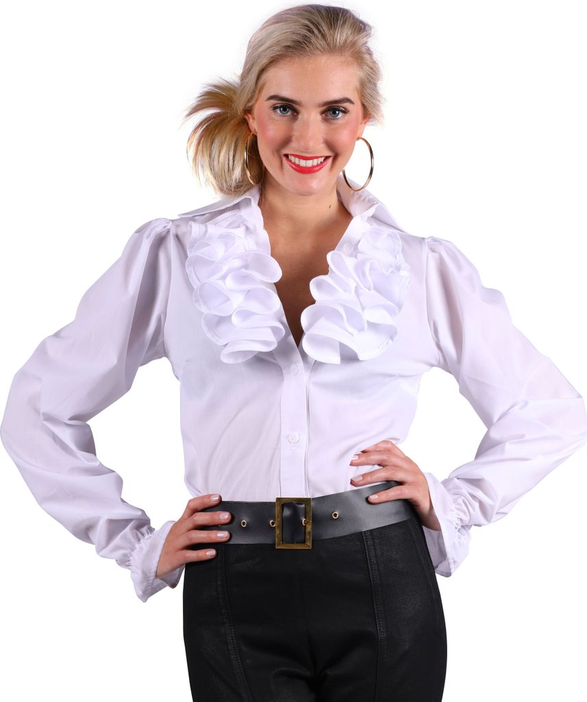 T2966-0200-XXL weiß Damen Piraten-Barock Rüschenbluse Deluxe Gr.XXL=50