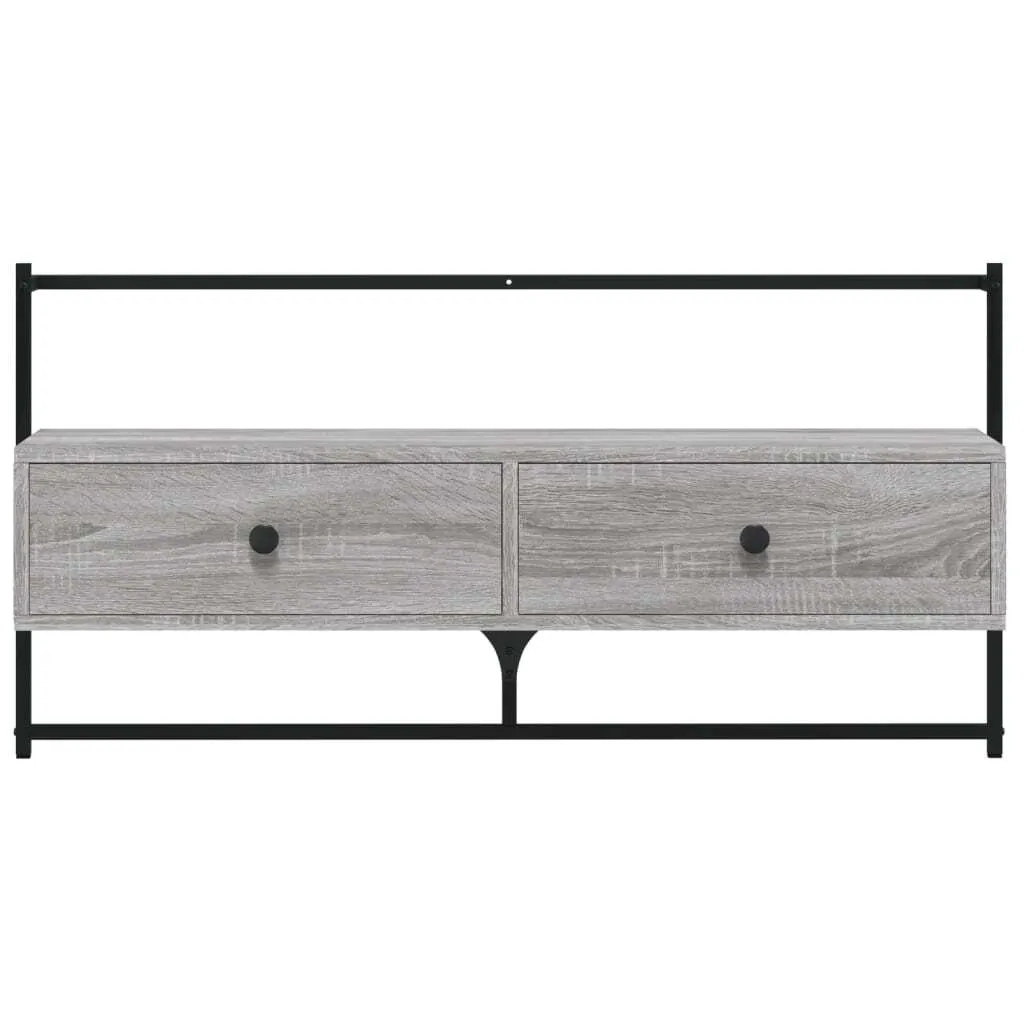 Mobile TV Sospeso Grigio Sonoma 100,5 cm | Arredo Parete Materiale Legno - 6