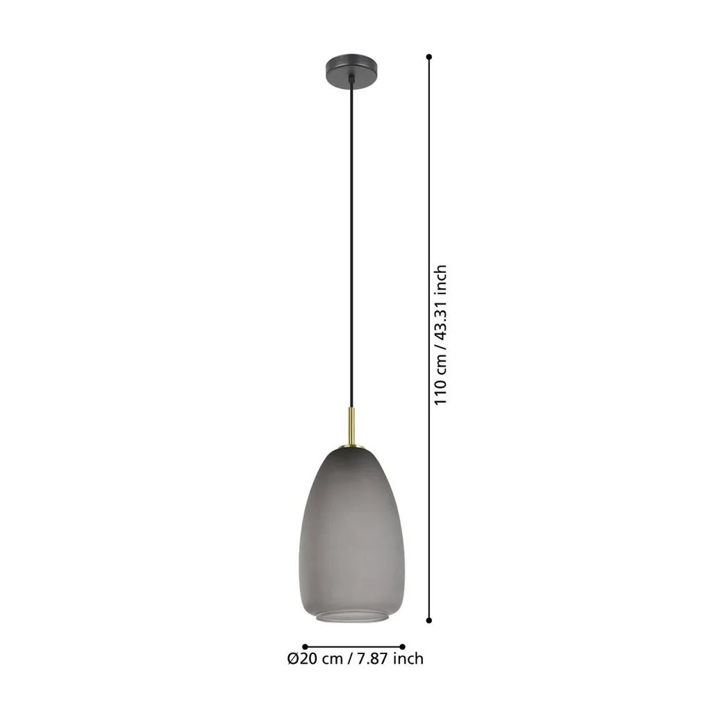 Eglo ALOBRASE 900506 Sospensione E27 Ø20cm Ottone Spazzolato e Nero - 3