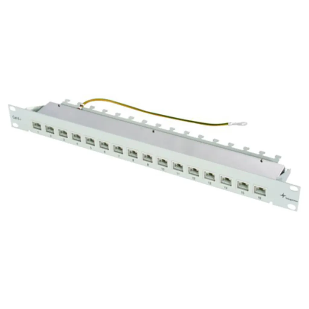 Panneau de brassage RJ45 16 ports Cat6A blindé pour rack réseau 19 pouces