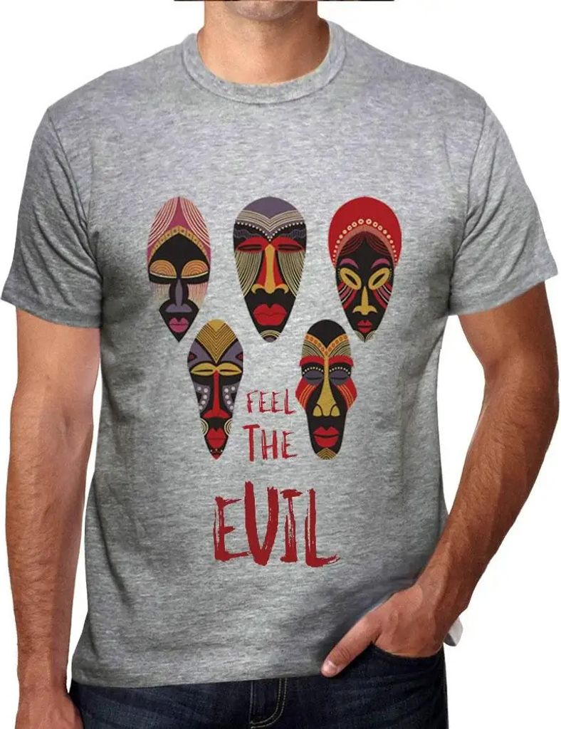 Herren Grafik T-Shirt Eingeborene spüren das Böse – Native Feel The Evil – Öko-Verantwortlich Vintage Jahrgang Kurzarm Lustige Druck Geburtstag