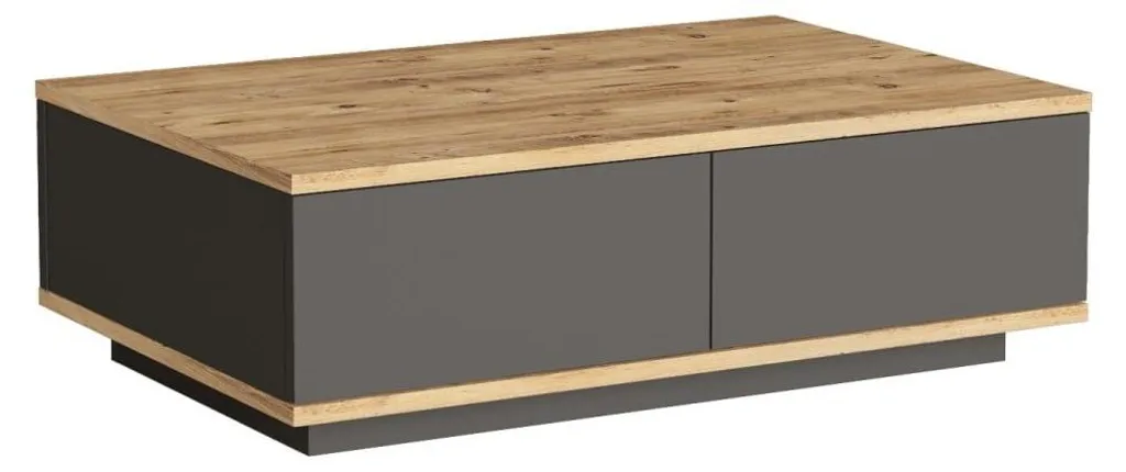 Table Basse Gain de Place 90cm Pin et Gris pour Ranger et Organiser le Salon