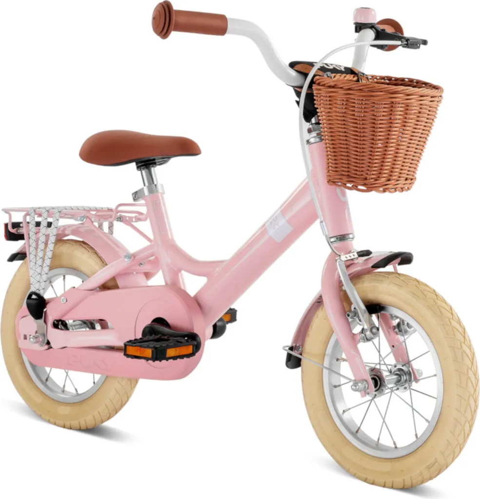 Vélo de ville rétro 12 pouces Puky YOUKE Classic rose pour petit enfant