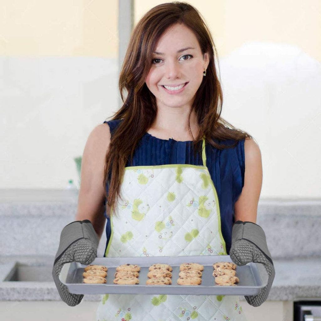 Xinyanmy Ofenhandschuhe 1 Paa,Handflächen aus Silikon,Hitzebeständige Topflappen Handschuh Anti-Rutsch Geeignet für Kochen,Backen,Grillen