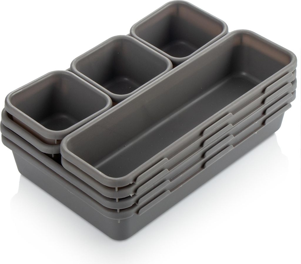 com-four 8-teiliges Set Aufbewahrungsboxen - Schubladen-Organizer in 3 Größen - Aufbewahrungsbox für Schublade, Regal und Schrank