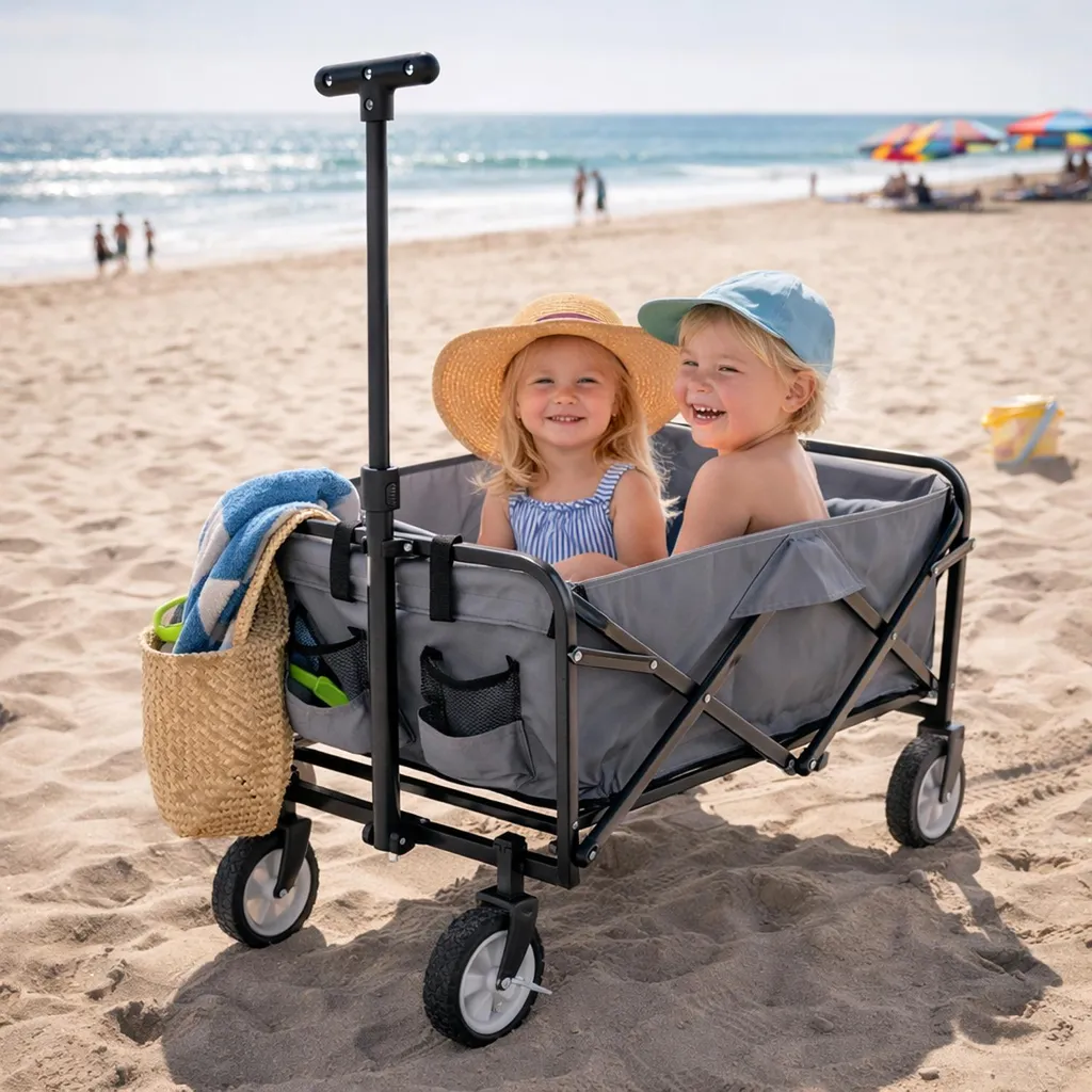 Bollerwagen Pliable Chariot de Transport 80kg - Cadre Acier Robuste