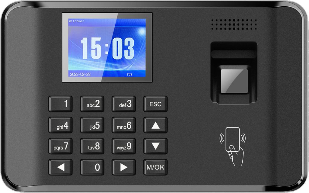 Intelligente biometrische Fingerabdruck-Passwort-Anwesenheitsmaschine, Stechuhr, Mitarbeiter-Check-in-Recorder, 2,4-Zoll-LCD-Bildschirm, Sprachansa...