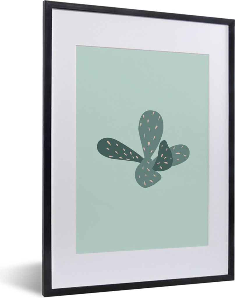 MuchoWow Gerahmtes Poster Sommer - Kaktus - Blau 30x40 cm - Poster mit Schwarzem Bilderrahmen Wandposter Rahmen Foto Bilder - Wandposter Schlafzi...