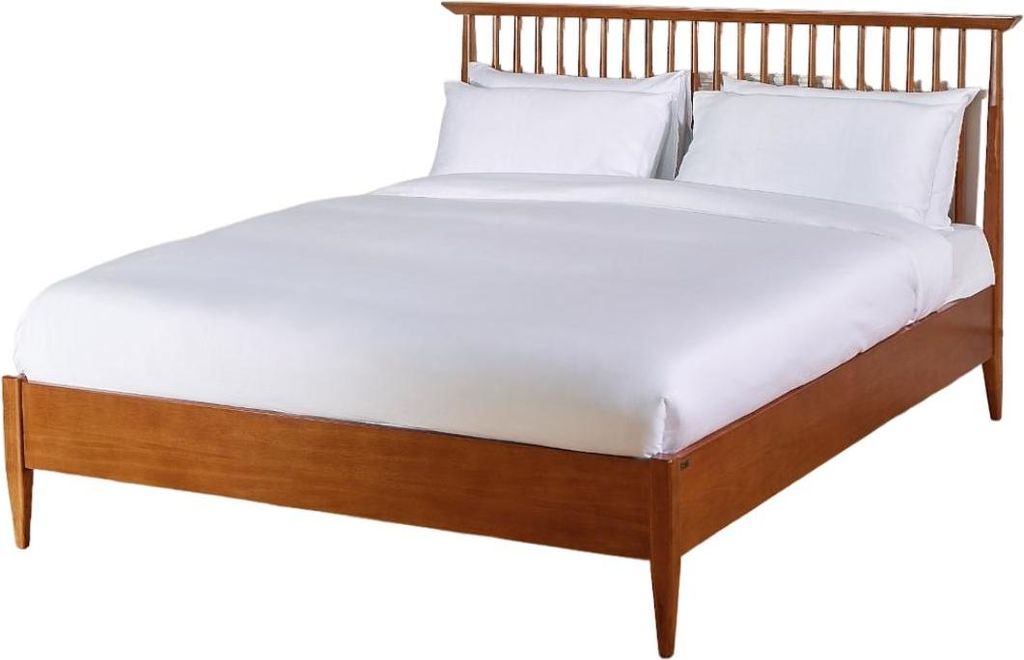 Vintage-Stil Bett EDWARD 160 cm aus massivem Gummibaumholz