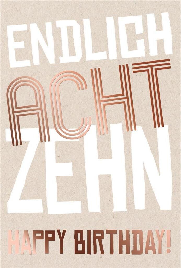 18. Geburtstag - Karte mit Umschlag - Schriftkarte - mit rosegoldener