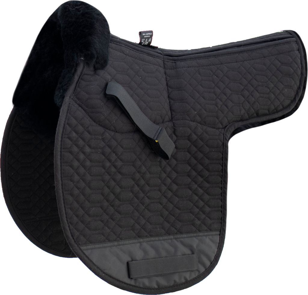 Engel Reitsport Satteldecke SADEK1AP Lammfell & Baumwollsteppstoff, Fell in Sattellage, Fellkranz vorne, Korrektur Aufpolstertaschen außen Schwarz...