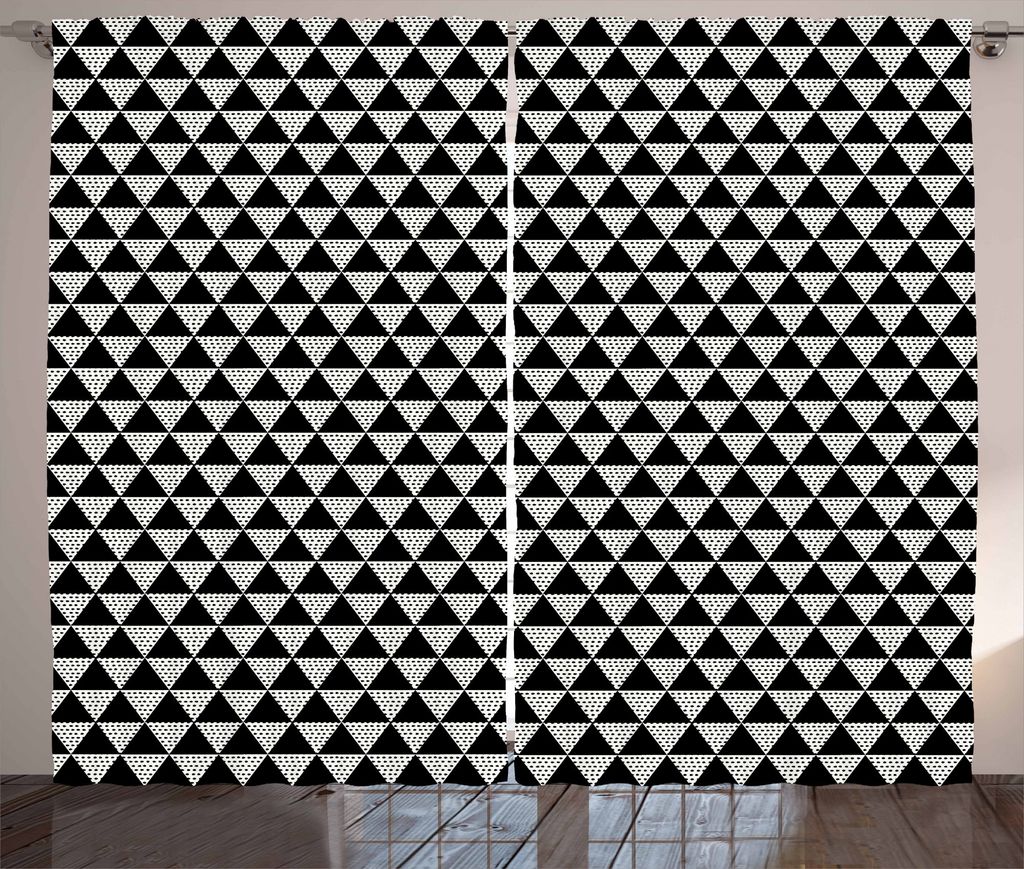 ABAKUHAUS nordisch Rustikaler Vorhang, monochrome Geometrische, Wohnzimmer Universalband Gardinen mit Schlaufen und Haken, 280 x 175 cm, Schwarz un...