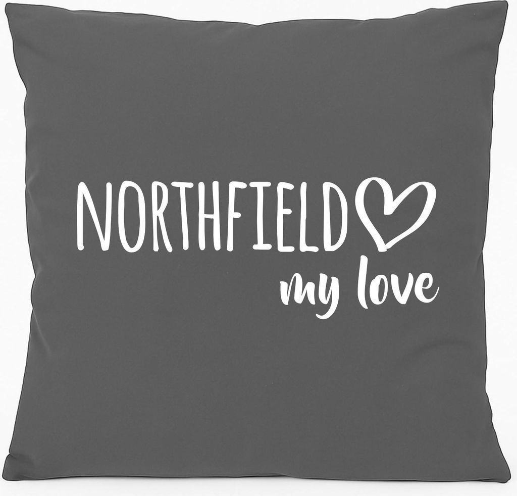 Huuraa Sofakissen Northfield my love Geschenk 40x40cm mit Füllung Steel Grey Baumwolle Northfield Mitbringsel