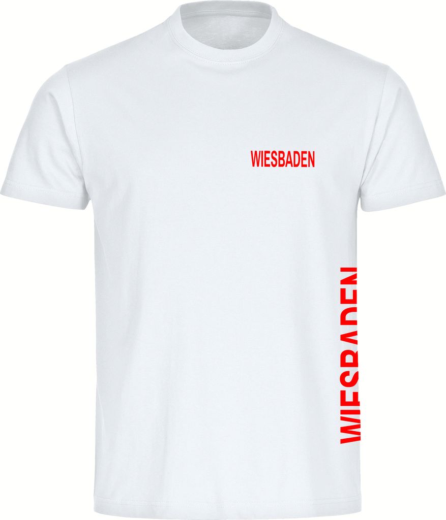 multifanshop Herren T-Shirt - Wiesbaden - Brust & Seite, weiß, Größe L