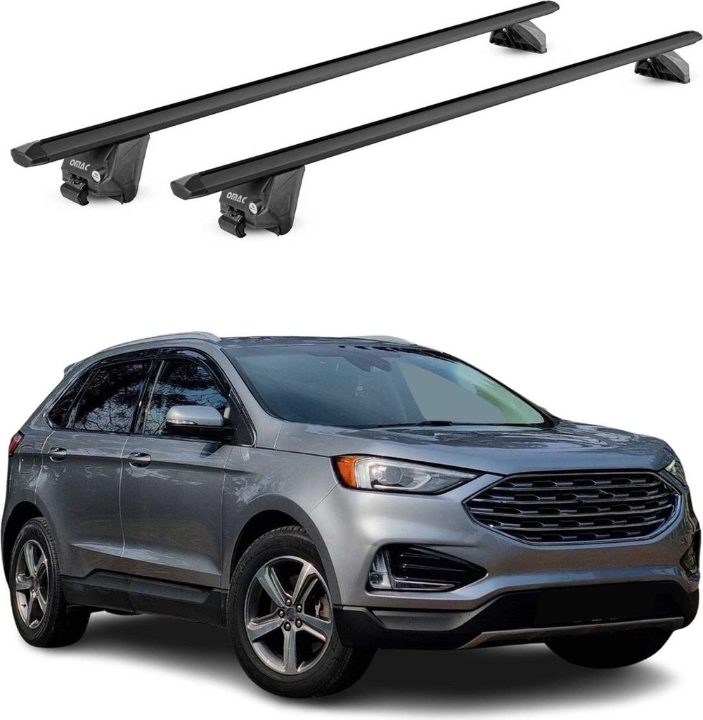 Dachträger Grundtäger für Ford Edge 2016-2021 100kg Aluminium Schwarz 2 tlg ABE