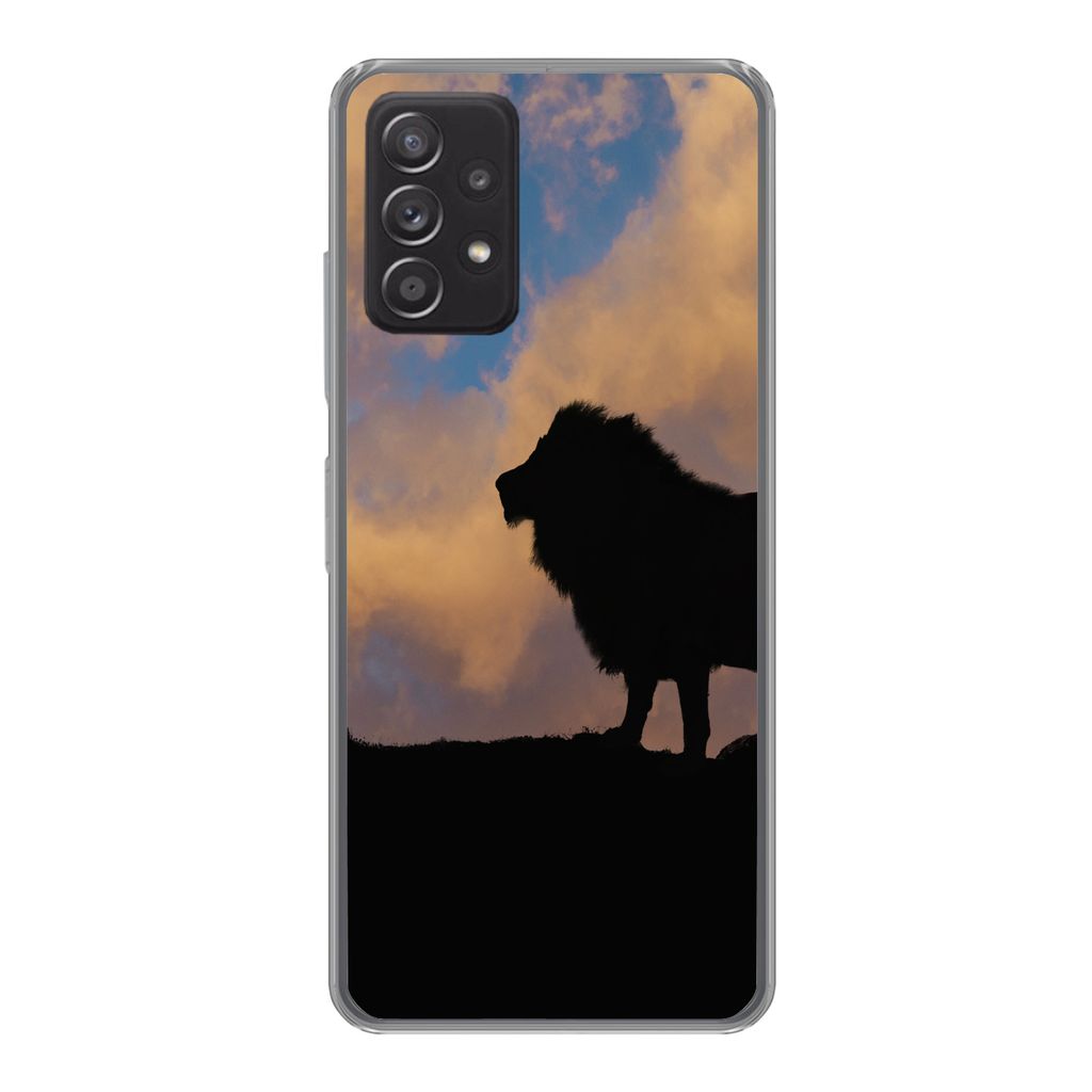 MuchoWow Handyhülle Schutzhülle Hülle für Samsung galaxy a73 Löwe - Sonnenuntergang - Wild Silikon Softcase Handy Hülle - Handyhülle