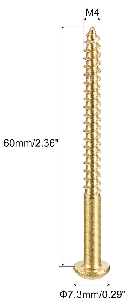 20 Stš¹ck Schlitz Rundkopf Holzschrauben M4 x 60mm Messing Blechschraube Halbrundkopf Linsenkopfschrauben