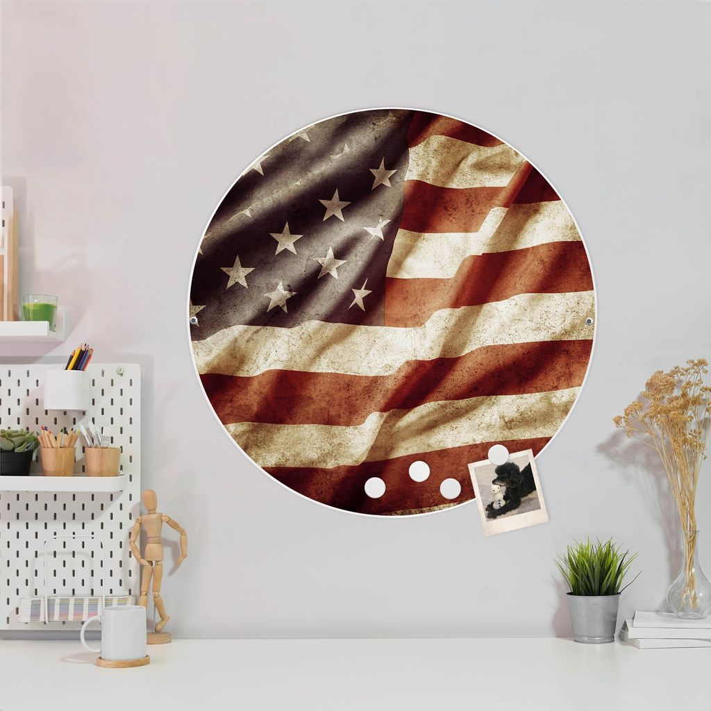 Design Stahlmagnettafel Weiß Rund 47cm United States