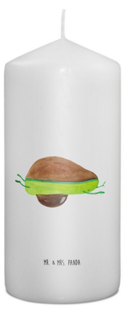 Mr. & Mrs. Panda Kerze Avocado Yoga 15 x 7 cm - Weiß - Geschenk, Wachskerze, Erinnerungslicht, Sport, Bauch, Stumpenkerze, Humor, Haha, Erinnerung...