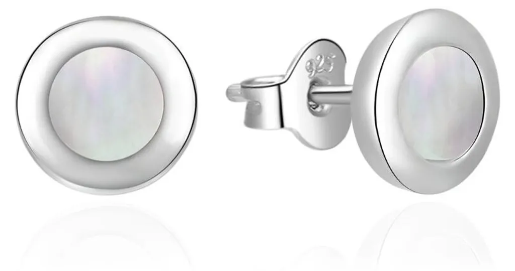 Boucles d'oreilles en argent rhodié nacre naturelle blanche AGT-E217P