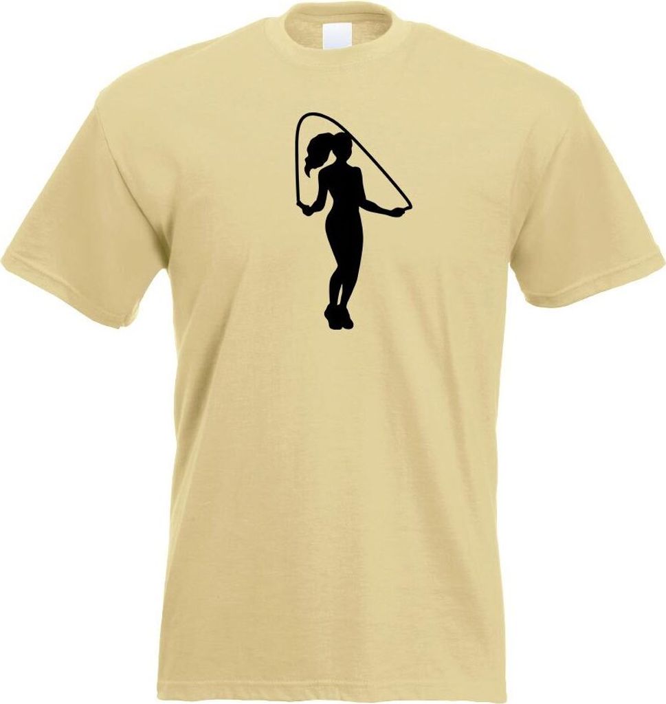 Kiwistar - T-Shirt - Khaki - Seilspringen Figur Sport Motiv Bedruckt Funshirt Design Print - mit Motiv Bedruckt - Funshirt Design - Sport - Freizei...