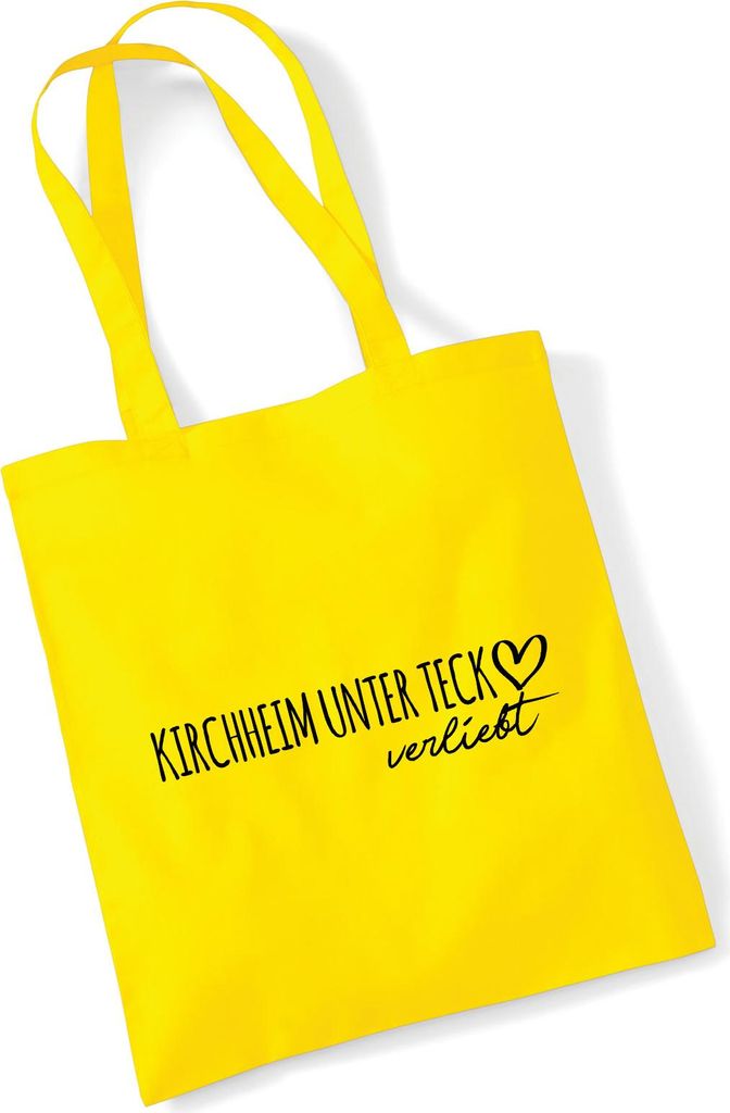 Huuraa Jutebeutel Kirchheim unter Teck verliebt 10 Liter Yellow Baumwolle Tasche Geschenkidee