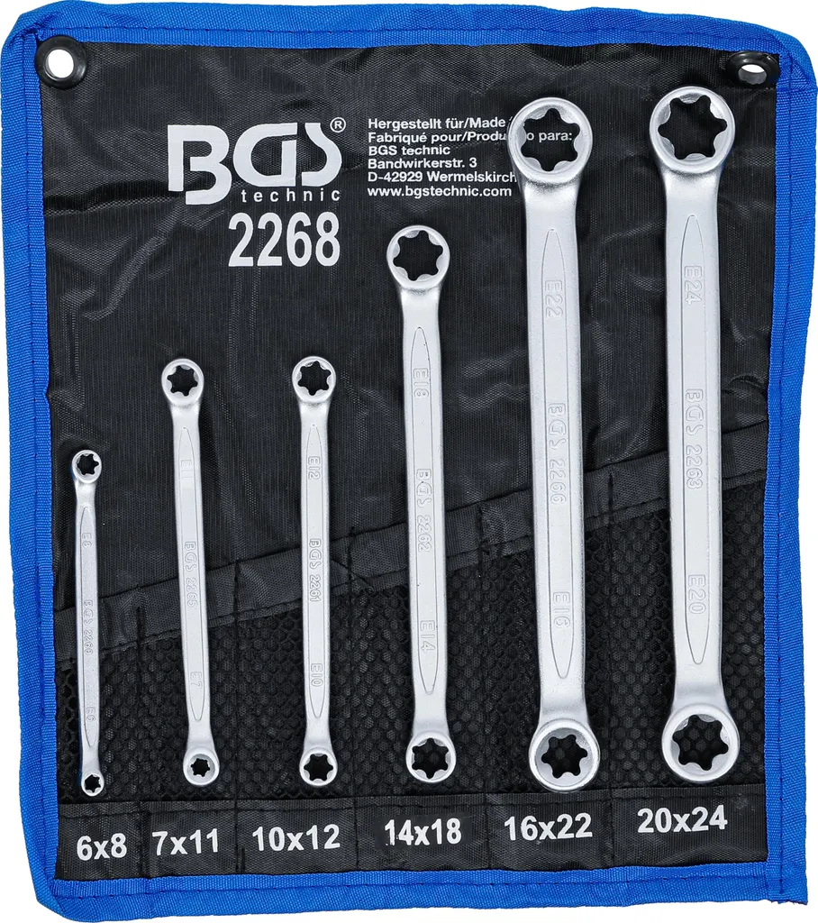 Clés polygonales têtes annulaires profil E Torx femelle SW E6-E24 BGS