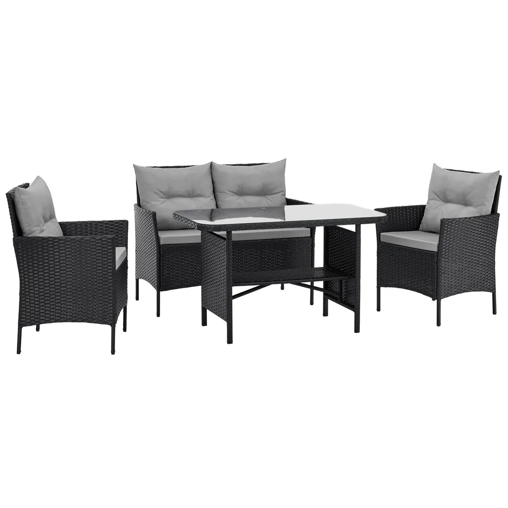 Mobilier de jardin en résine tressée avec coussins SVITA DALLAS 4 pièces