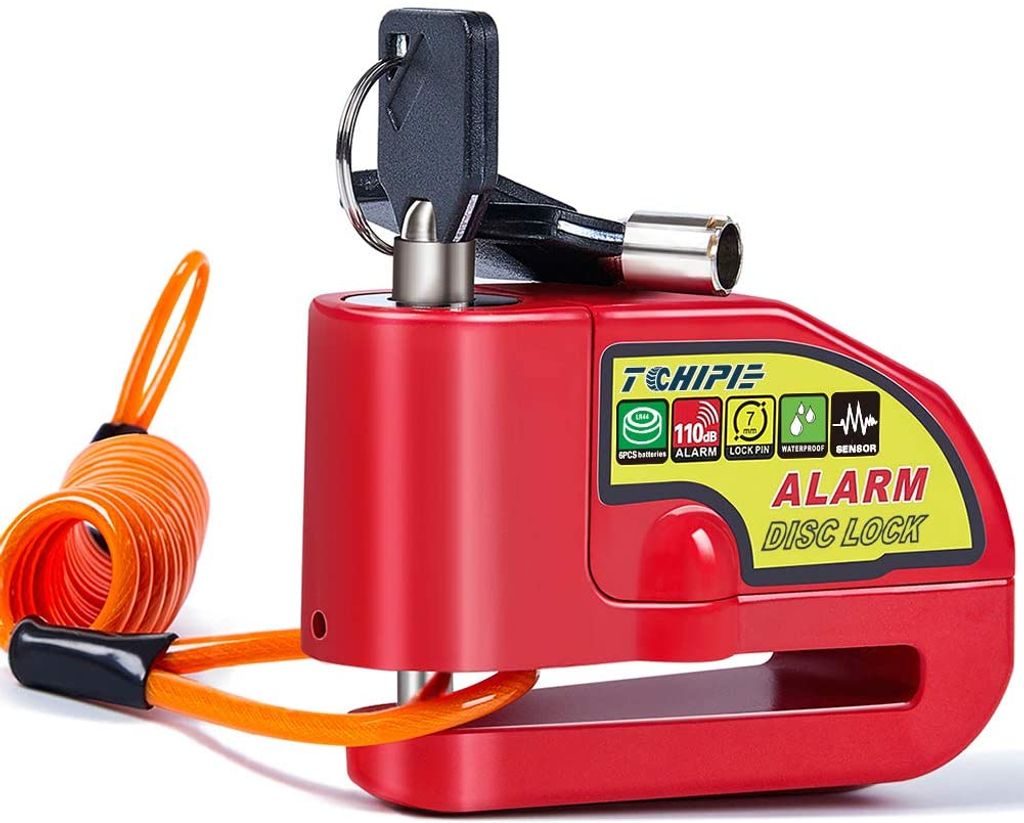 Bremsscheibenschloss Alarm Rot Alarm Disc Lock mit 1,2m Produktbild 