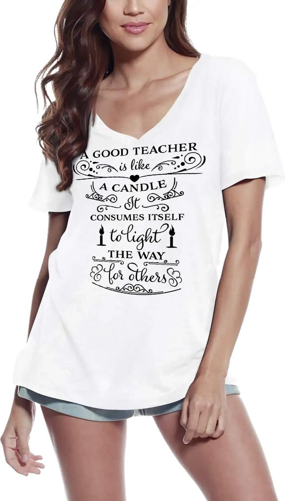 Damen Grafik T-Shirt V-Ausschnitt Guter Lehrer – Good Teacher – Öko-Verantwortlich Vintage Jahrgang Kurzarm Lustige Druck Geburtstag Geschenk ...